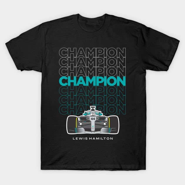 Lewis Hamilton Champion T-Shirt by jaybeetee